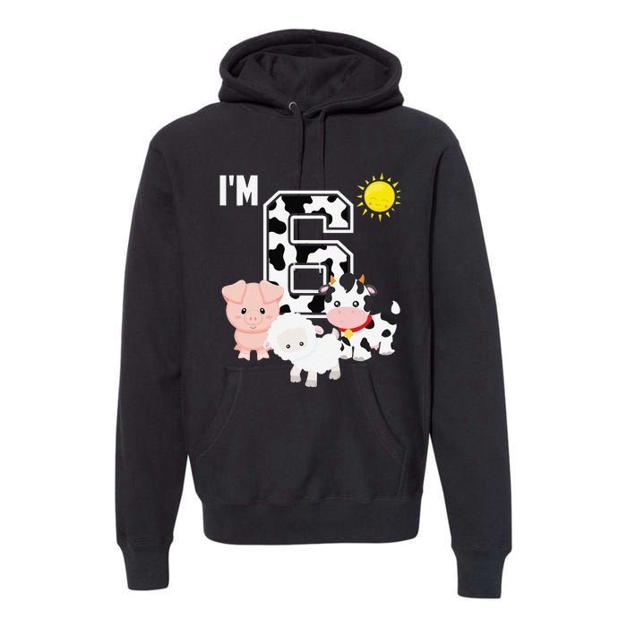 Farm Animals 6th Birthday 6 Year Old Birthday Party Premium Hoodie