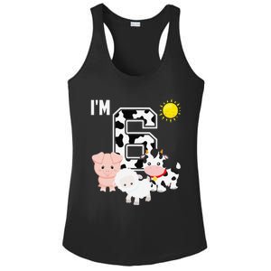 Farm Animals 6th Birthday 6 Year Old Birthday Party Ladies PosiCharge Competitor Racerback Tank