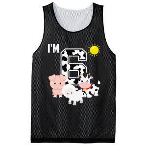 Farm Animals 6th Birthday 6 Year Old Birthday Party Mesh Reversible Basketball Jersey Tank