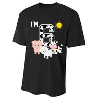 Farm Animals 6th Birthday 6 Year Old Birthday Party Performance Sprint T-Shirt