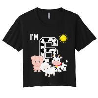 Farm Animals 6th Birthday 6 Year Old Birthday Party Women's Crop Top Tee