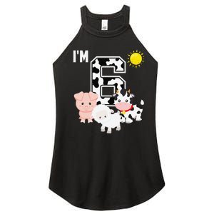 Farm Animals 6th Birthday 6 Year Old Birthday Party Women's Perfect Tri Rocker Tank