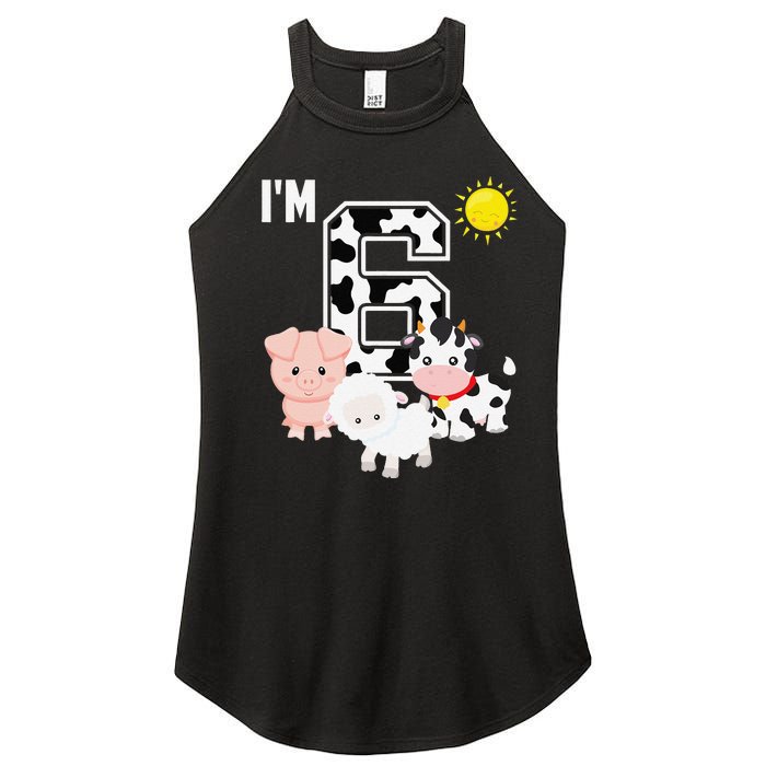 Farm Animals 6th Birthday 6 Year Old Birthday Party Women's Perfect Tri Rocker Tank