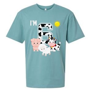 Farm Animals 6th Birthday 6 Year Old Birthday Party Sueded Cloud Jersey T-Shirt