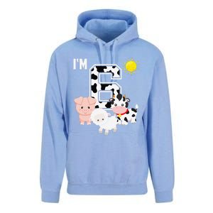 Farm Animals 6th Birthday 6 Year Old Birthday Party Unisex Surf Hoodie