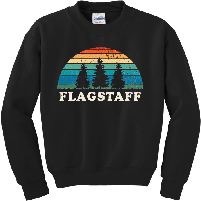 Flagstaff Az 70s Retro Throwback Design Kids Sweatshirt