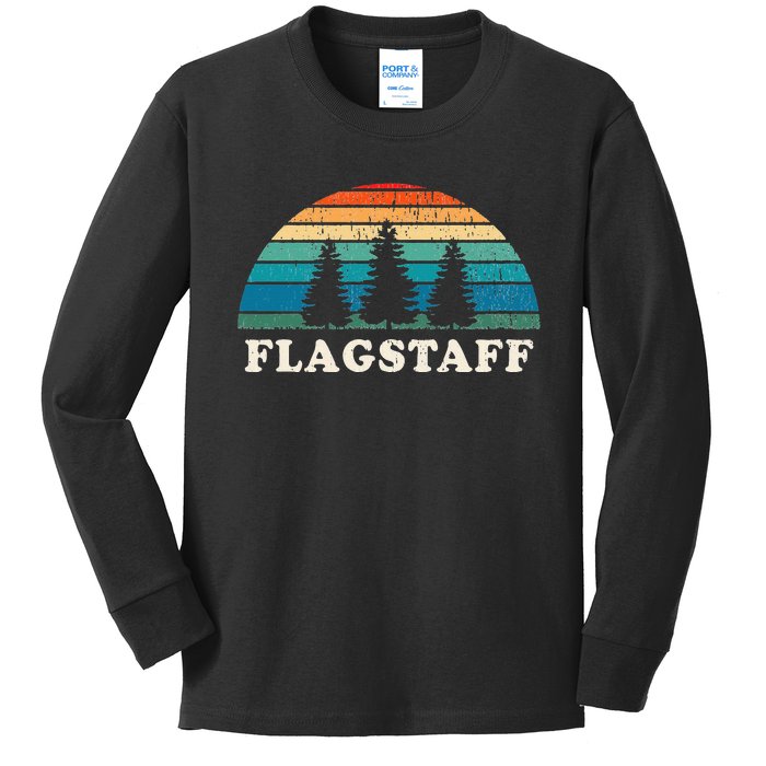 Flagstaff Az 70s Retro Throwback Design Kids Long Sleeve Shirt