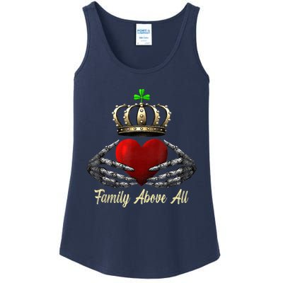 Family Above All Irish Claddagh Ring Heart With Crown Retro Ladies Essential Tank