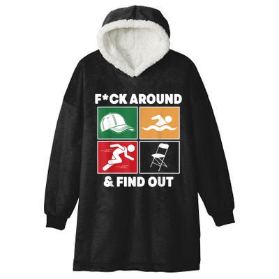 Fuck Around And Find Out Hat Chair Swim Run Hooded Wearable Blanket