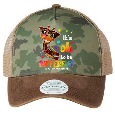 Funny Autism Awareness Its Ok To Be Different Giraffe Legacy Tie Dye Trucker Hat