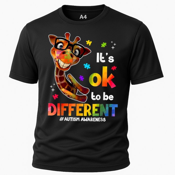 Funny Autism Awareness Its Ok To Be Different Giraffe Cooling Performance Crew T-Shirt