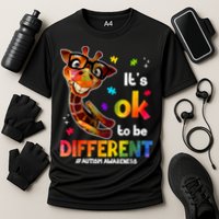 Funny Autism Awareness Its Ok To Be Different Giraffe Cooling Performance Crew T-Shirt