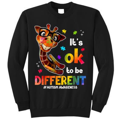 Funny Autism Awareness Its Ok To Be Different Giraffe Sweatshirt