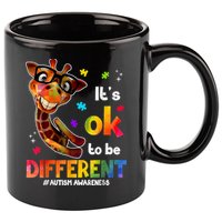Funny Autism Awareness Its Ok To Be Different Giraffe 11oz C Handle Ceramic Mug