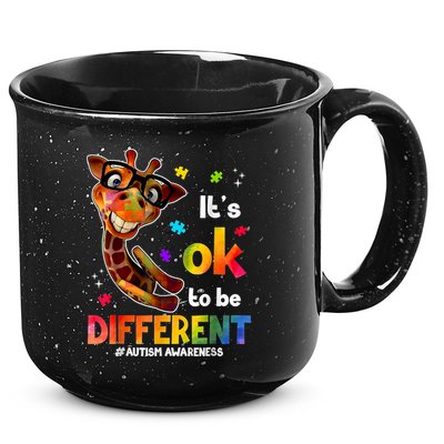 Funny Autism Awareness Its Ok To Be Different Giraffe 15oz Campfire Ceramic Mug