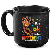 Funny Autism Awareness Its Ok To Be Different Giraffe 15oz Campfire Ceramic Mug