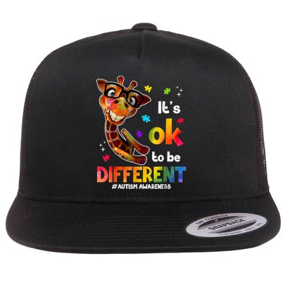Funny Autism Awareness Its Ok To Be Different Giraffe Flatbill Hat