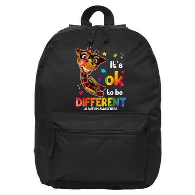 Funny Autism Awareness Its Ok To Be Different Giraffe 16 in Basic Backpack
