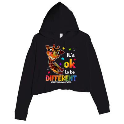 Funny Autism Awareness Its Ok To Be Different Giraffe Crop Fleece Hoodie