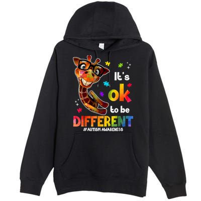 Funny Autism Awareness Its Ok To Be Different Giraffe Premium Pullover Hoodie