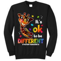 Funny Autism Awareness Its Ok To Be Different Giraffe Tall Sweatshirt