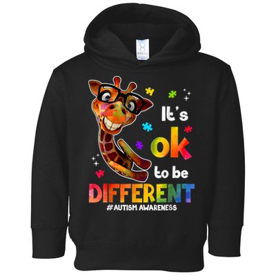Funny Autism Awareness Its Ok To Be Different Giraffe Toddler Hoodie