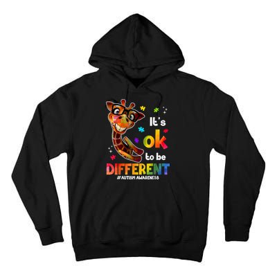 Funny Autism Awareness Its Ok To Be Different Giraffe Tall Hoodie