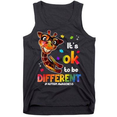 Funny Autism Awareness Its Ok To Be Different Giraffe Tank Top