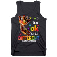 Funny Autism Awareness Its Ok To Be Different Giraffe Tank Top