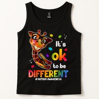 Funny Autism Awareness Its Ok To Be Different Giraffe Tank Top