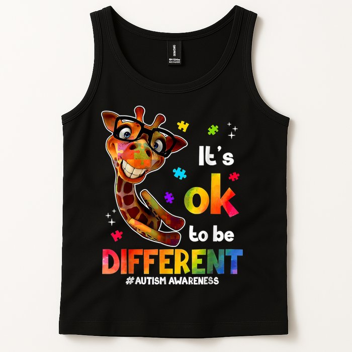 Funny Autism Awareness Its Ok To Be Different Giraffe Tank Top