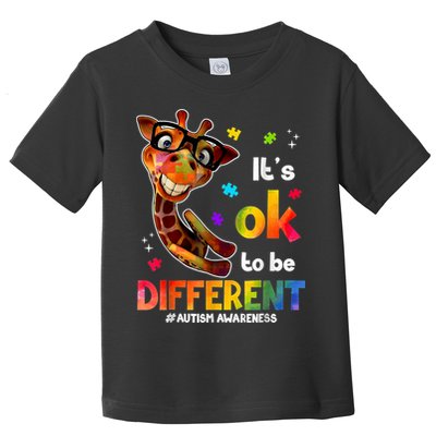 Funny Autism Awareness Its Ok To Be Different Giraffe Toddler T-Shirt
