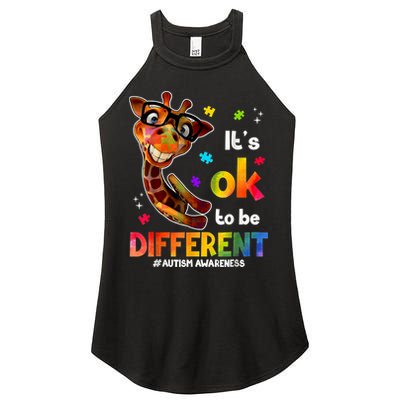 Funny Autism Awareness Its Ok To Be Different Giraffe Women's Perfect Tri Rocker Tank