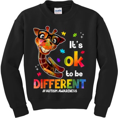Funny Autism Awareness Its Ok To Be Different Giraffe Kids Sweatshirt