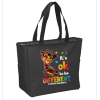 Funny Autism Awareness Its Ok To Be Different Giraffe Zip Tote Bag
