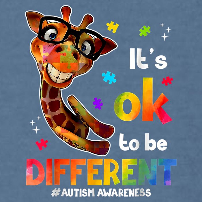 Funny Autism Awareness Its Ok To Be Different Giraffe Garment-Dyed Sweatshirt