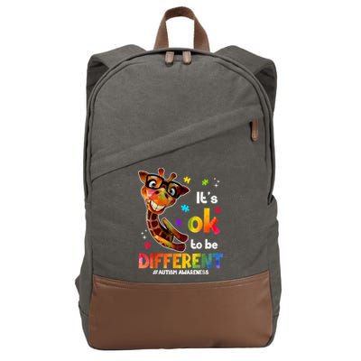 Funny Autism Awareness Its Ok To Be Different Giraffe Cotton Canvas Backpack