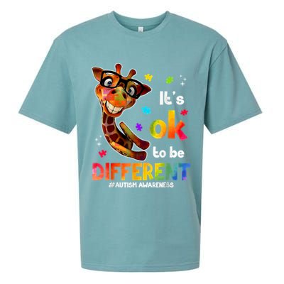 Funny Autism Awareness Its Ok To Be Different Giraffe Sueded Cloud Jersey T-Shirt