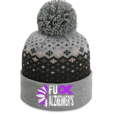 Fuck Alzheimer's Awareness Detia Warrior Support Purple Gift The Baniff Cuffed Pom Beanie