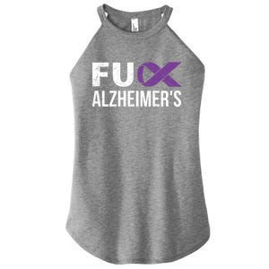 Fuck Alzheimer's Awareness Purple Ribbon Detia Mom Dad Gift Women's Perfect Tri Rocker Tank