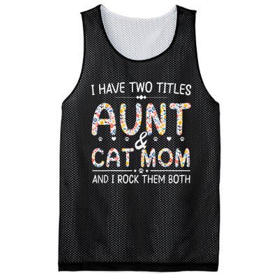 Funny Aunt and Cat Mom Empowering Strong Aunt & Cat Mom Idea Mesh Reversible Basketball Jersey Tank