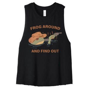 Frog Around And Find Out Funny Frog Cowboy Women's Racerback Cropped Tank