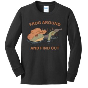 Frog Around And Find Out Funny Frog Cowboy Kids Long Sleeve Shirt