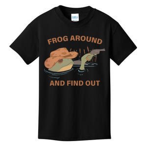 Frog Around And Find Out Funny Frog Cowboy Kids T-Shirt