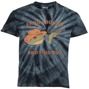 Frog Around And Find Out Funny Frog Cowboy Kids Tie-Dye T-Shirt