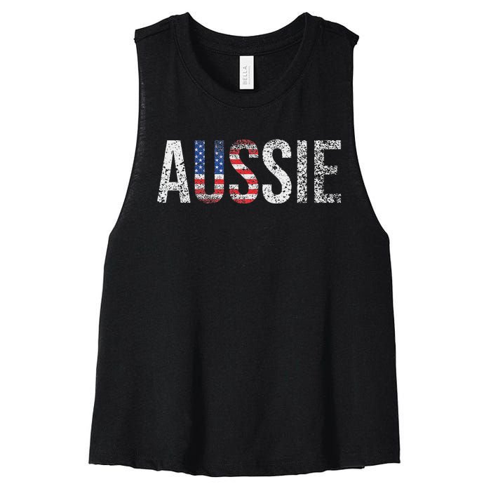 Funny Aussie Australia Gift For Women Cool Australian Women's Racerback Cropped Tank