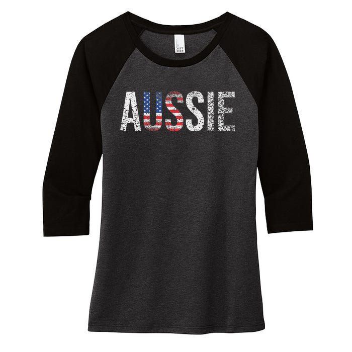 Funny Aussie Australia Gift For Women Cool Australian Women's Tri-Blend 3/4-Sleeve Raglan Shirt