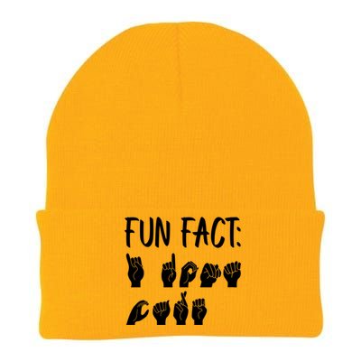 Funny Asl American Sign Language Fun Fact Funny Gift Knit Cap Winter Beanie