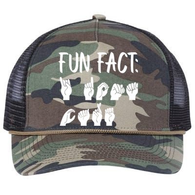 Funny Asl American Sign Language Fun Fact Funny Gift Retro Rope Trucker Hat Cap