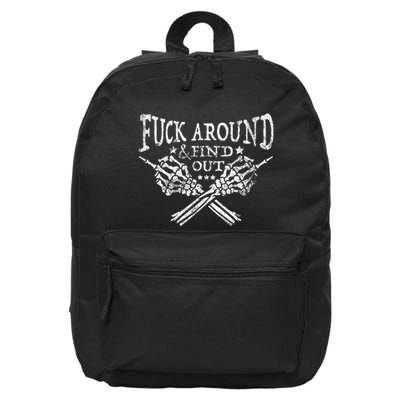 Fuck Around And Find Out Funny Skeleton Bones Hand Fafo Joke 16 in Basic Backpack